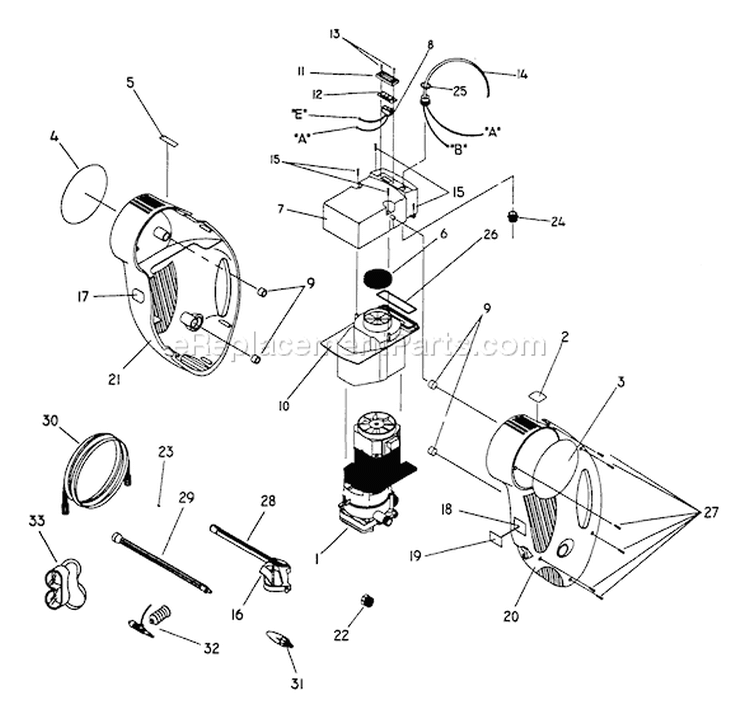 Page A Diagram and Parts List for 1280-0  Briggs and Stratton Pressure Washer